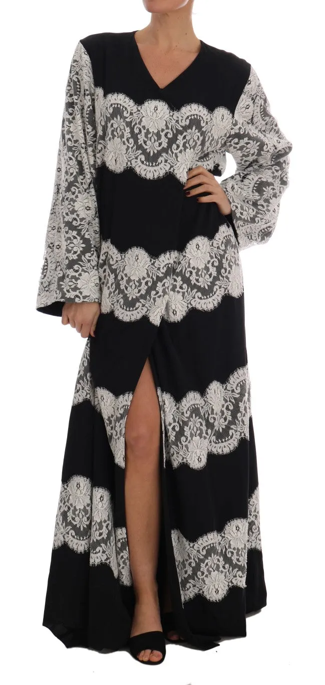 Elegant Silk Floral Lace Kaftan Maxi Dress sold by Louxly