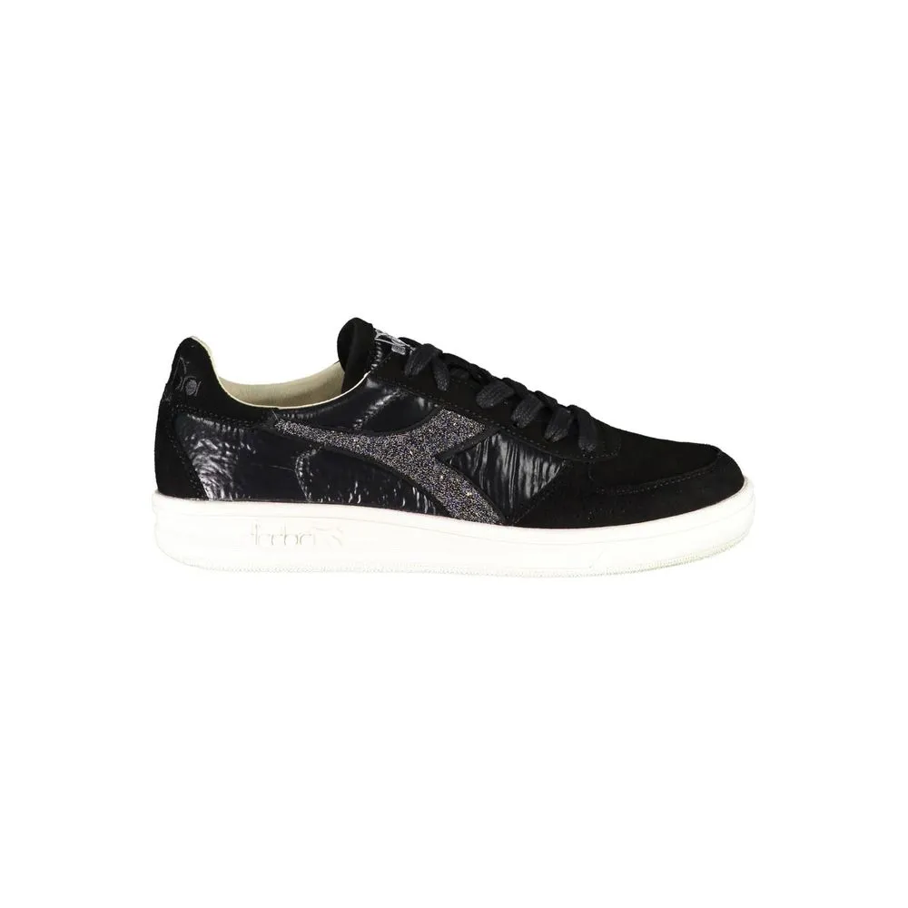 Chic Black Lace-Up Sneakers with Swarovski Crystals sold by Louxly