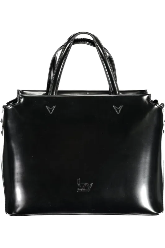 Elegant Black Two-Handle Bag with Contrasting Details sold by Louxly