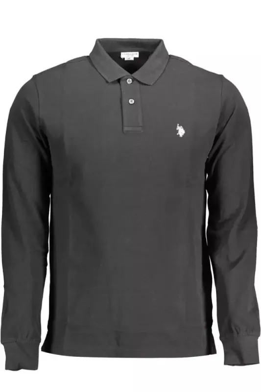 Classic Black Long-Sleeve Polo Elegance sold by Louxly