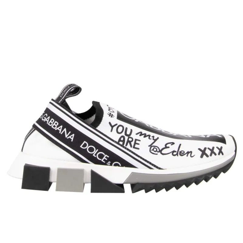 Elegant Monochrome Printed Stretch Sneakers sold by Louxly