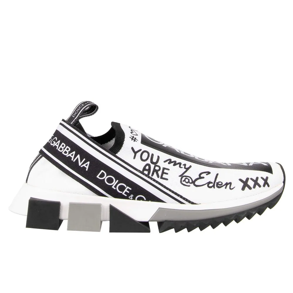 Elegant Monochrome Printed Stretch Sneakers sold by Louxly