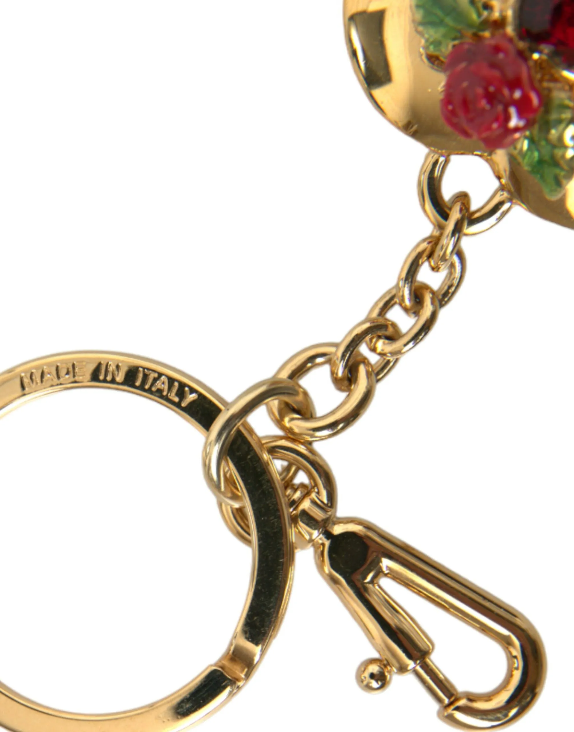 Metallic Gold Brass Heart Floral Pendant Keychain Keyring sold by Louxly product image thumbnail 4