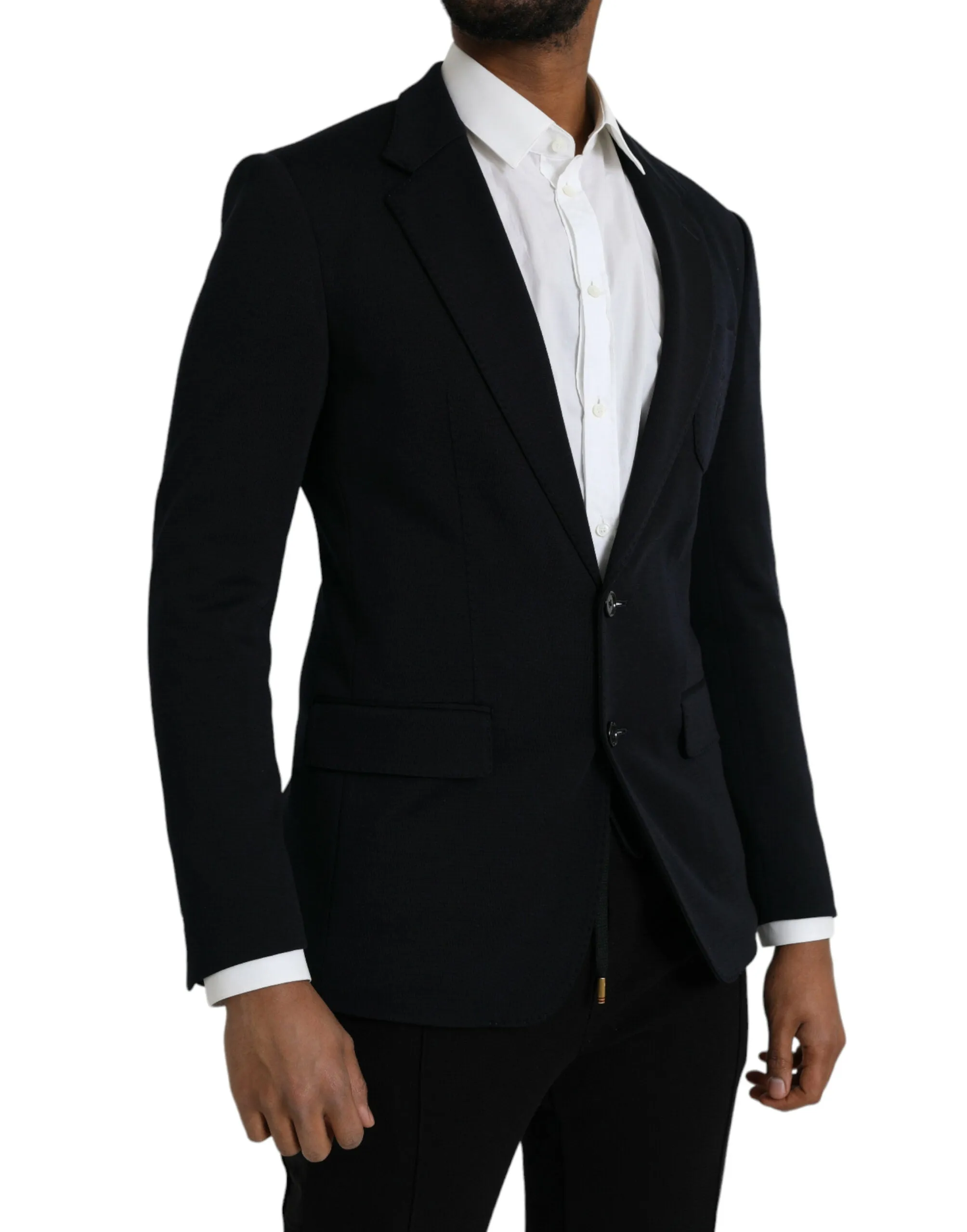 Black Wool Notch Single Breasted Coat Blazer sold by Louxly product image thumbnail 2