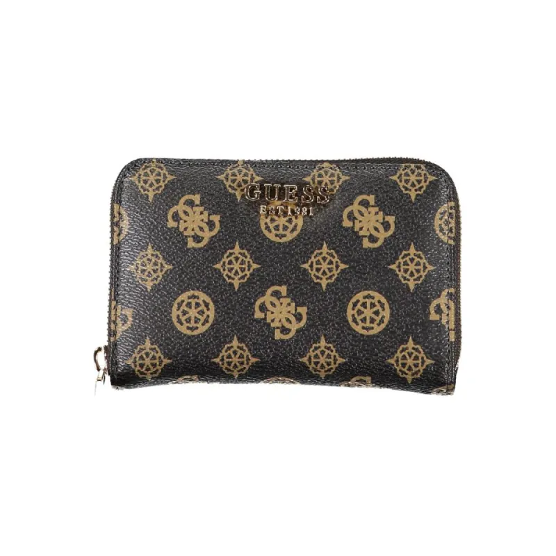 Chic Brown Polyethylene Wallet with Logo Detail sold by Louxly