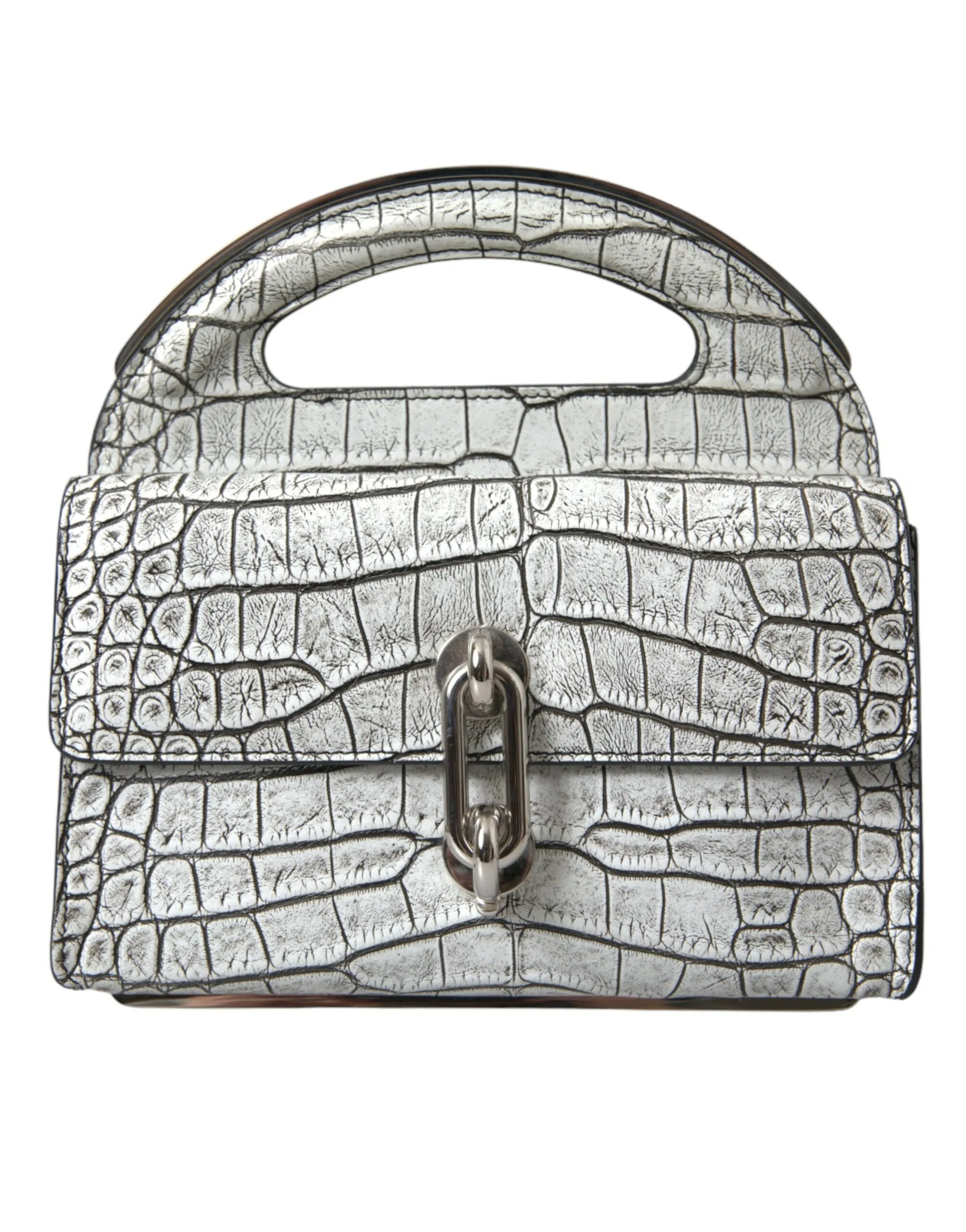Metallic Silver Alligator Leather Mini Bag sold by Louxly