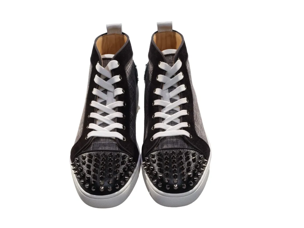Lou Spikes Orlato Flat Contrast and Studded High Top Sneakers sold by Louxly