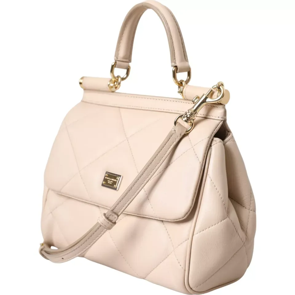 Beige Leather SICILY Hand Shoulder Satchel Bag sold by Louxly product image thumbnail 4