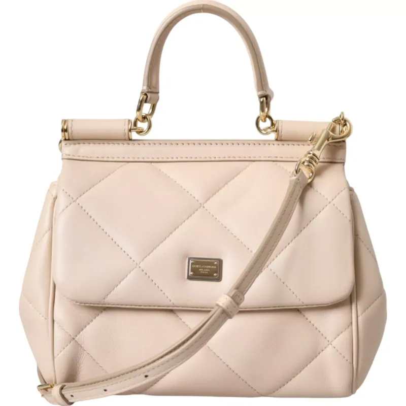 Beige Leather SICILY Hand Shoulder Satchel Bag sold by Louxly