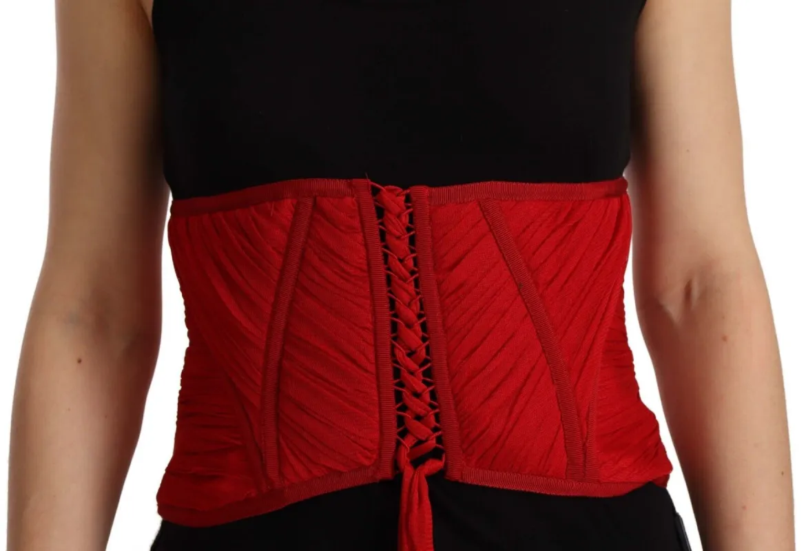 Elegant Red Silk Corset Belt Top sold by Louxly