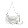 Silver Leather Handbag sold by Louxly