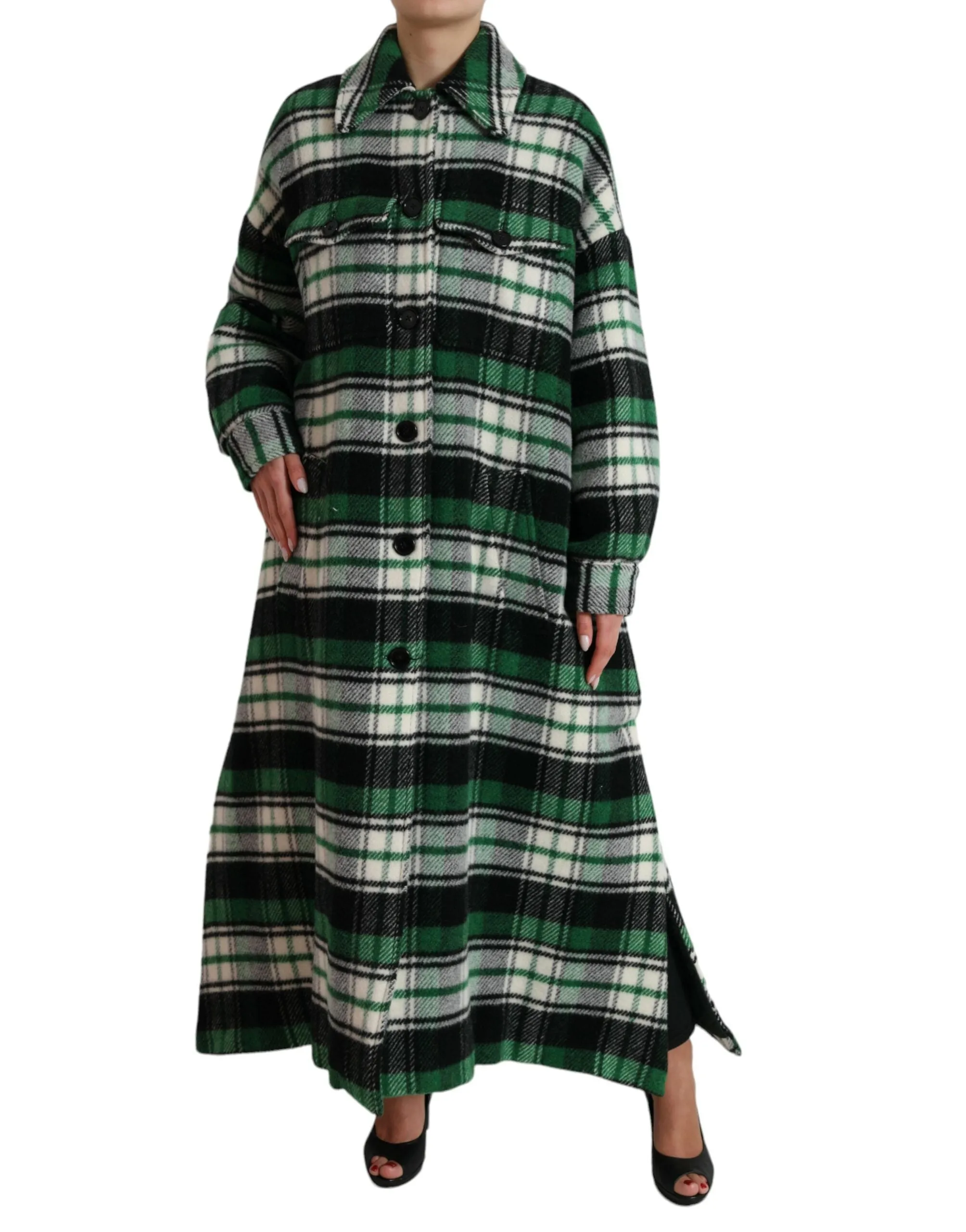 Elegant Green Plaid Long Coat sold by Louxly product image thumbnail 2