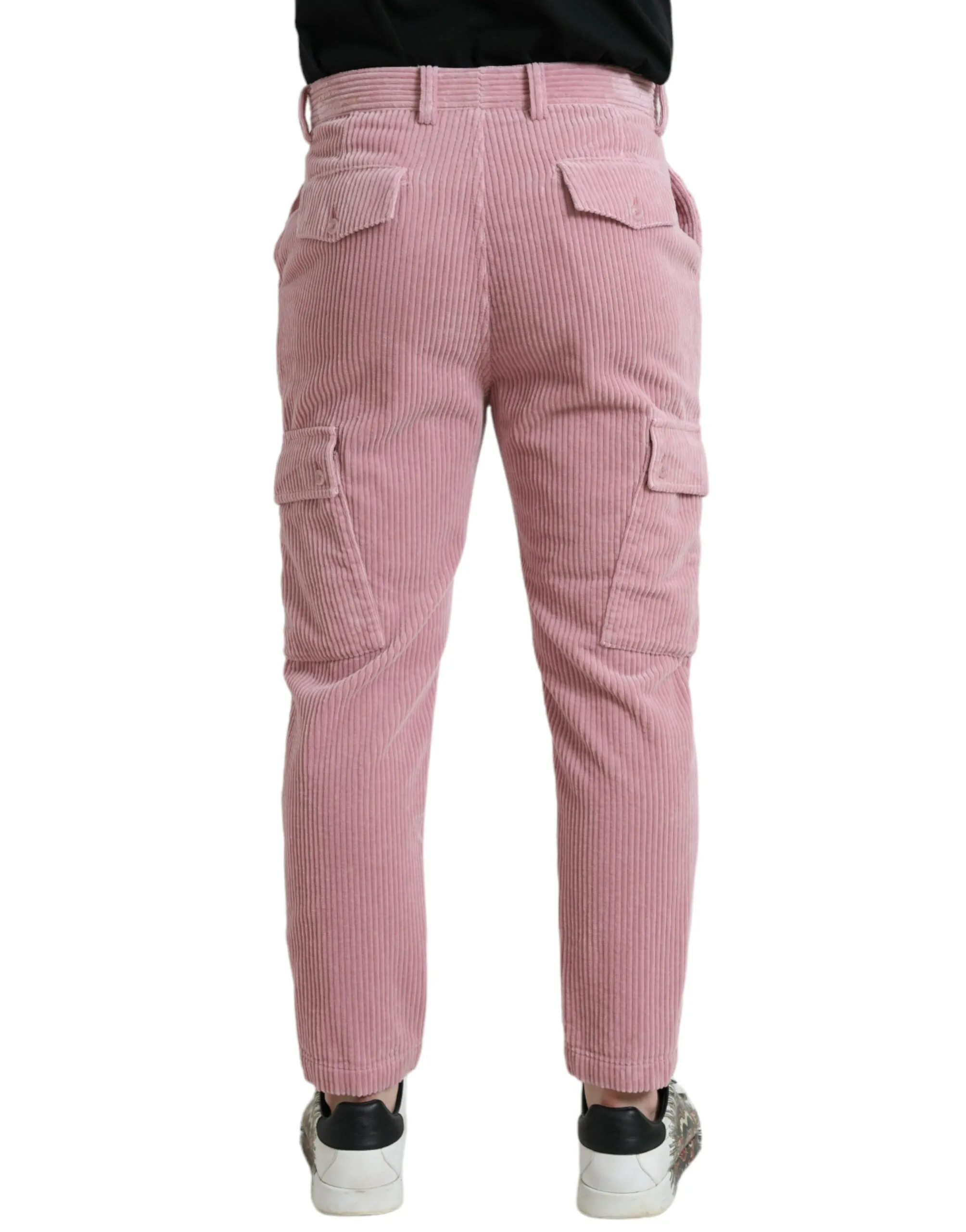 Pink Corduroy Cotton Stretch Skinny Cargo Jeans sold by Louxly product image thumbnail 2