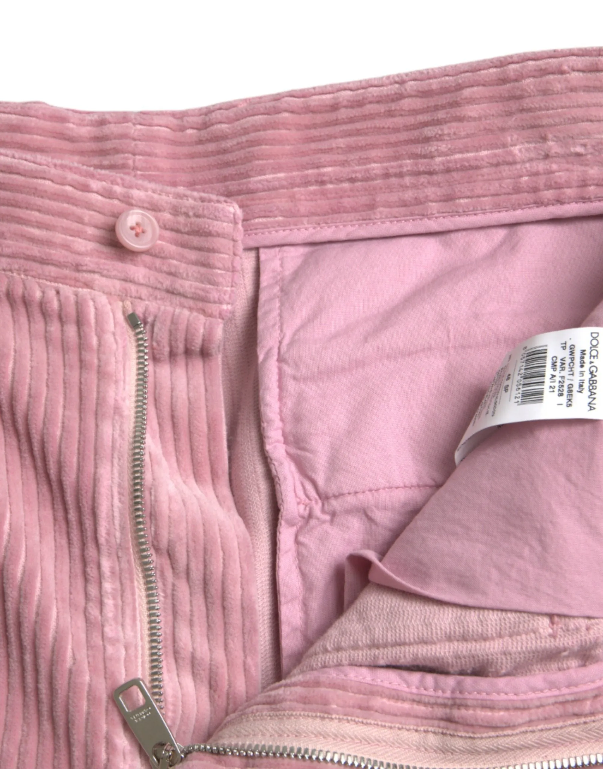 Pink Corduroy Cotton Stretch Skinny Cargo Jeans sold by Louxly product image thumbnail 5