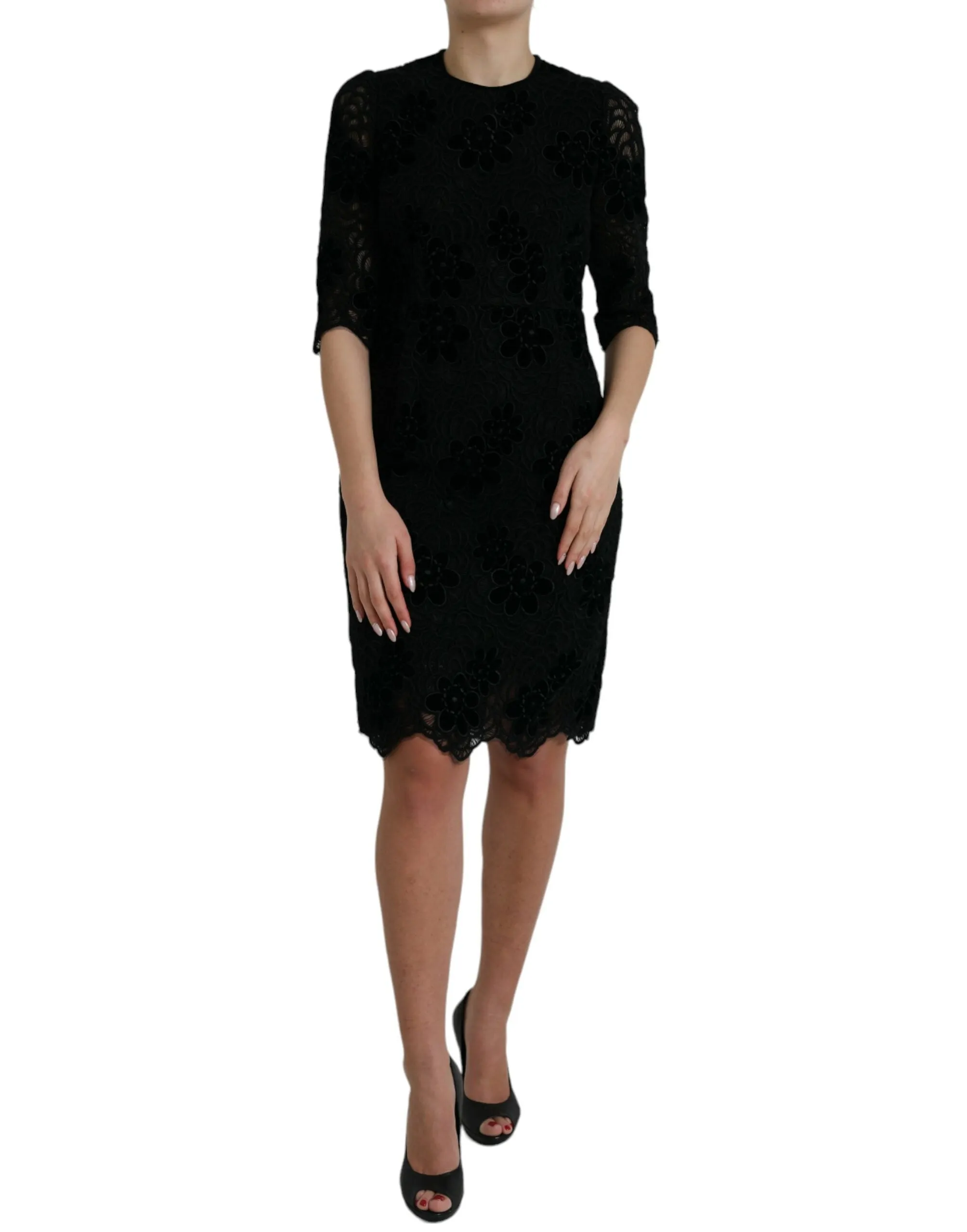Elegant Floral Lace Sheath Dress sold by Louxly