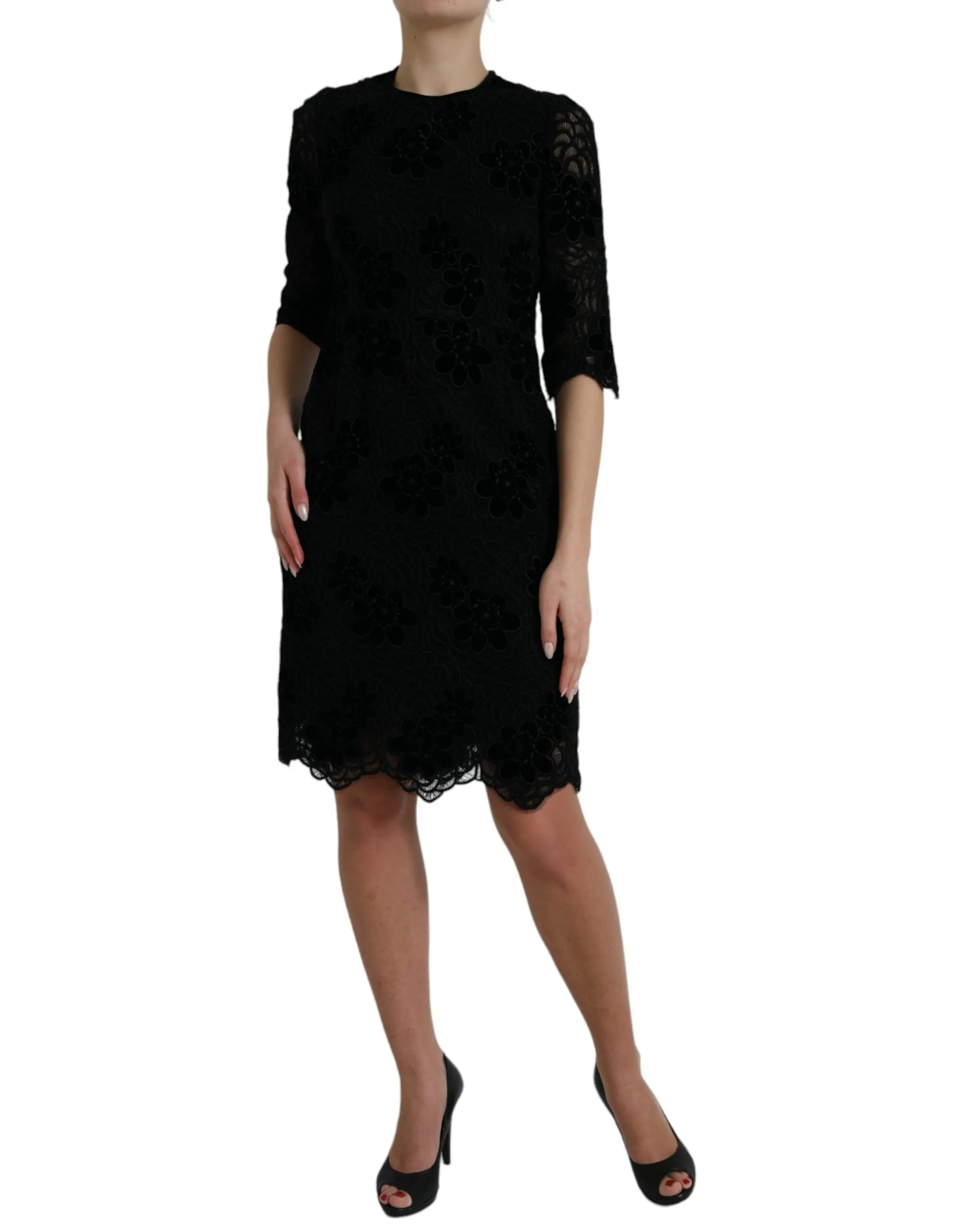 Elegant Floral Lace Sheath Dress sold by Louxly product image thumbnail 2