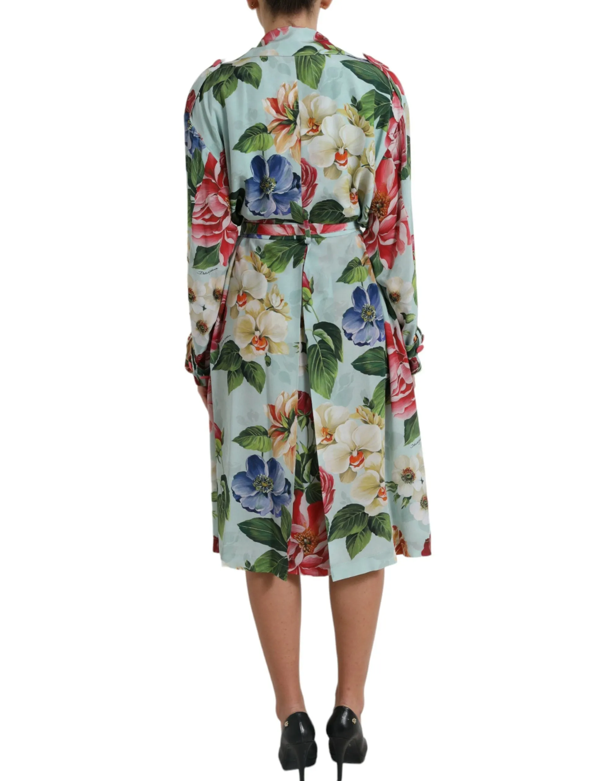 Elegant Floral Silk Trench Jacket sold by Louxly product image thumbnail 3