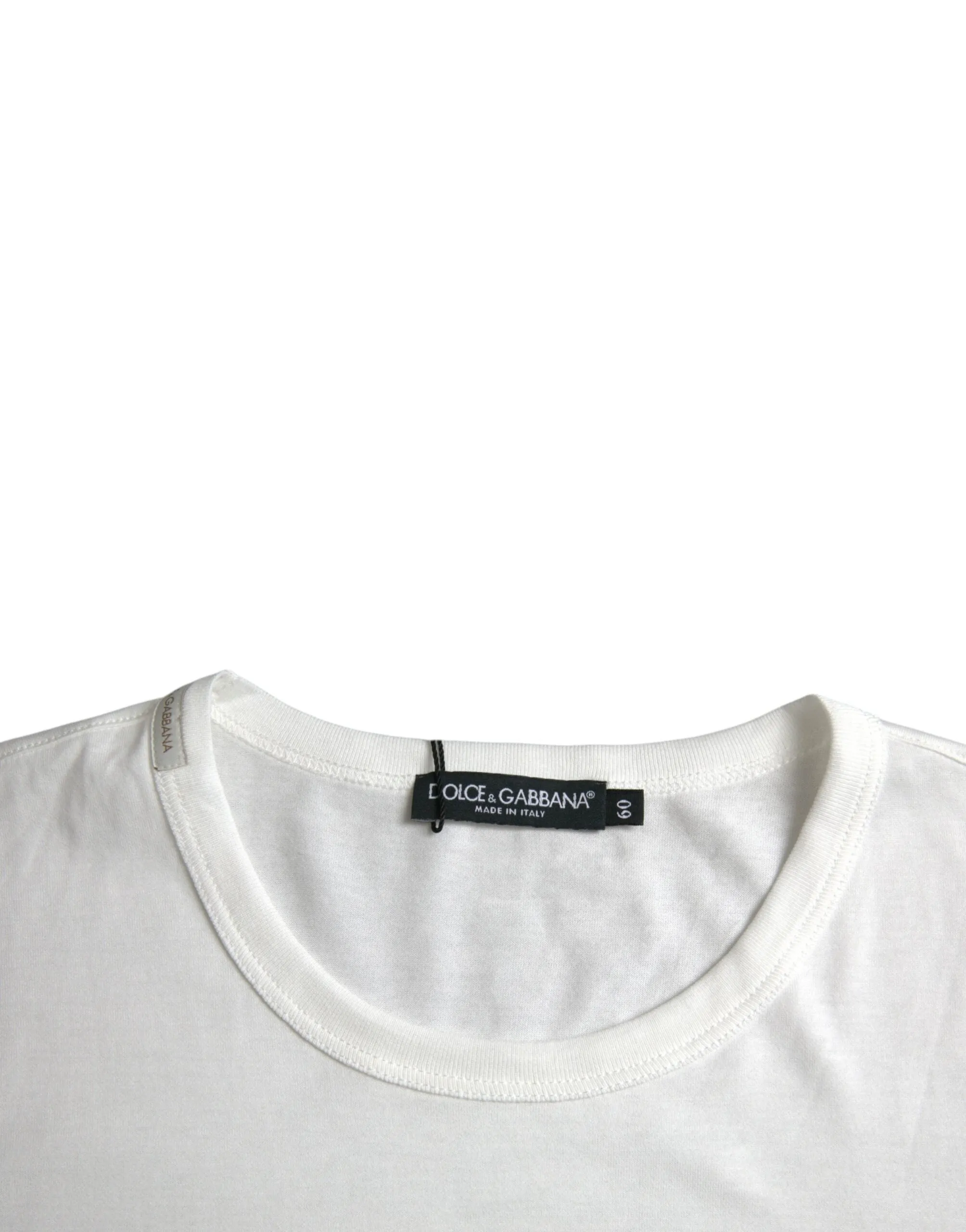 White Logo Embossed Cotton Crewneck T-shirt sold by Louxly product image thumbnail 3