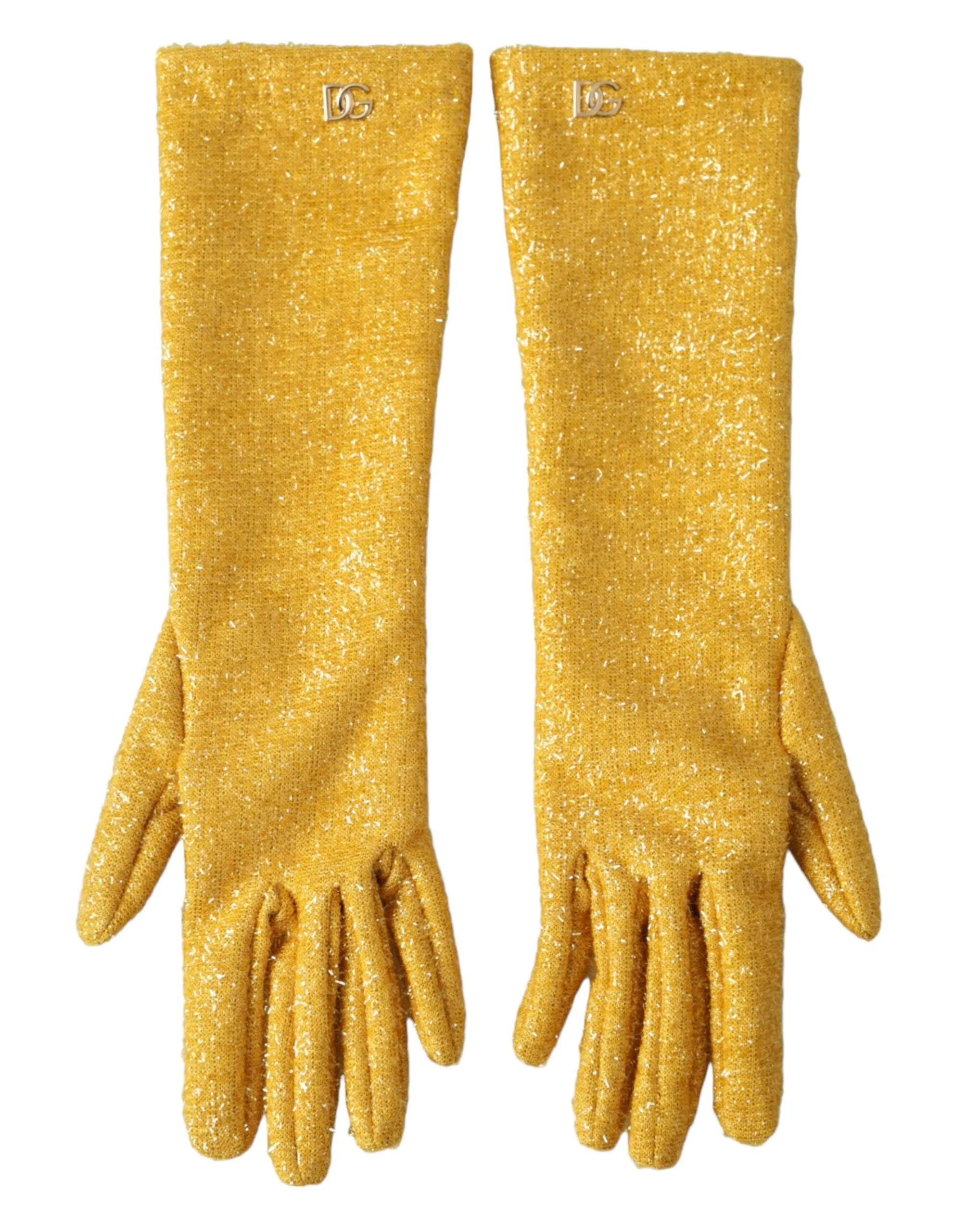 Gold Lurex Fantasia Mid Arm Length Gloves sold by Louxly