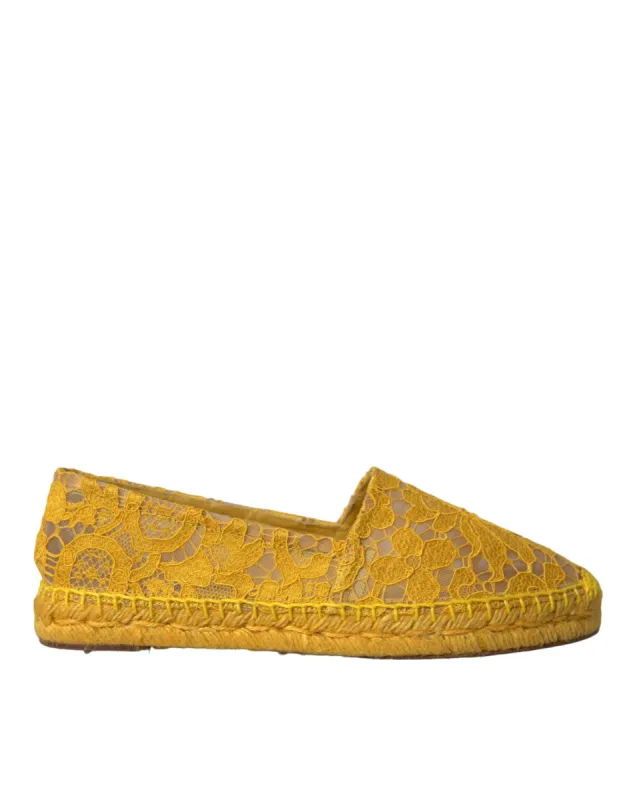 Yellow Taormina Lace Espadrille Loafers Flats Shoes sold by Louxly