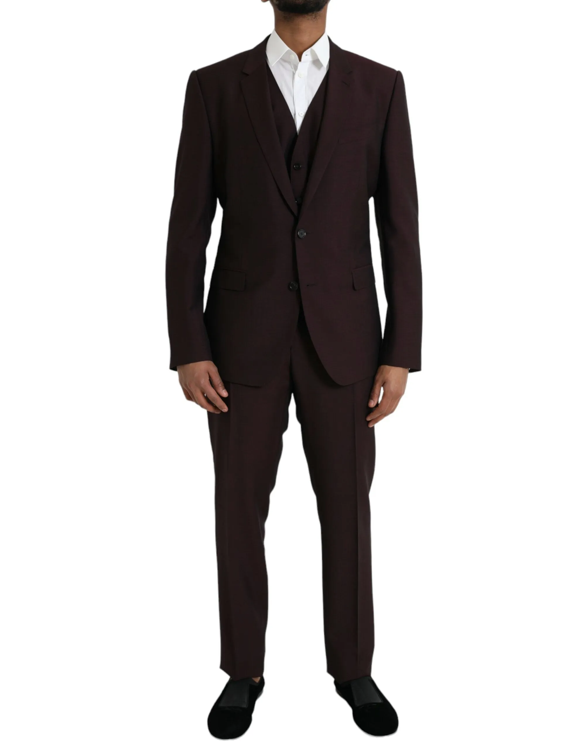 Maroon Wool MARTINI Formal 3 Piece Suit sold by Louxly