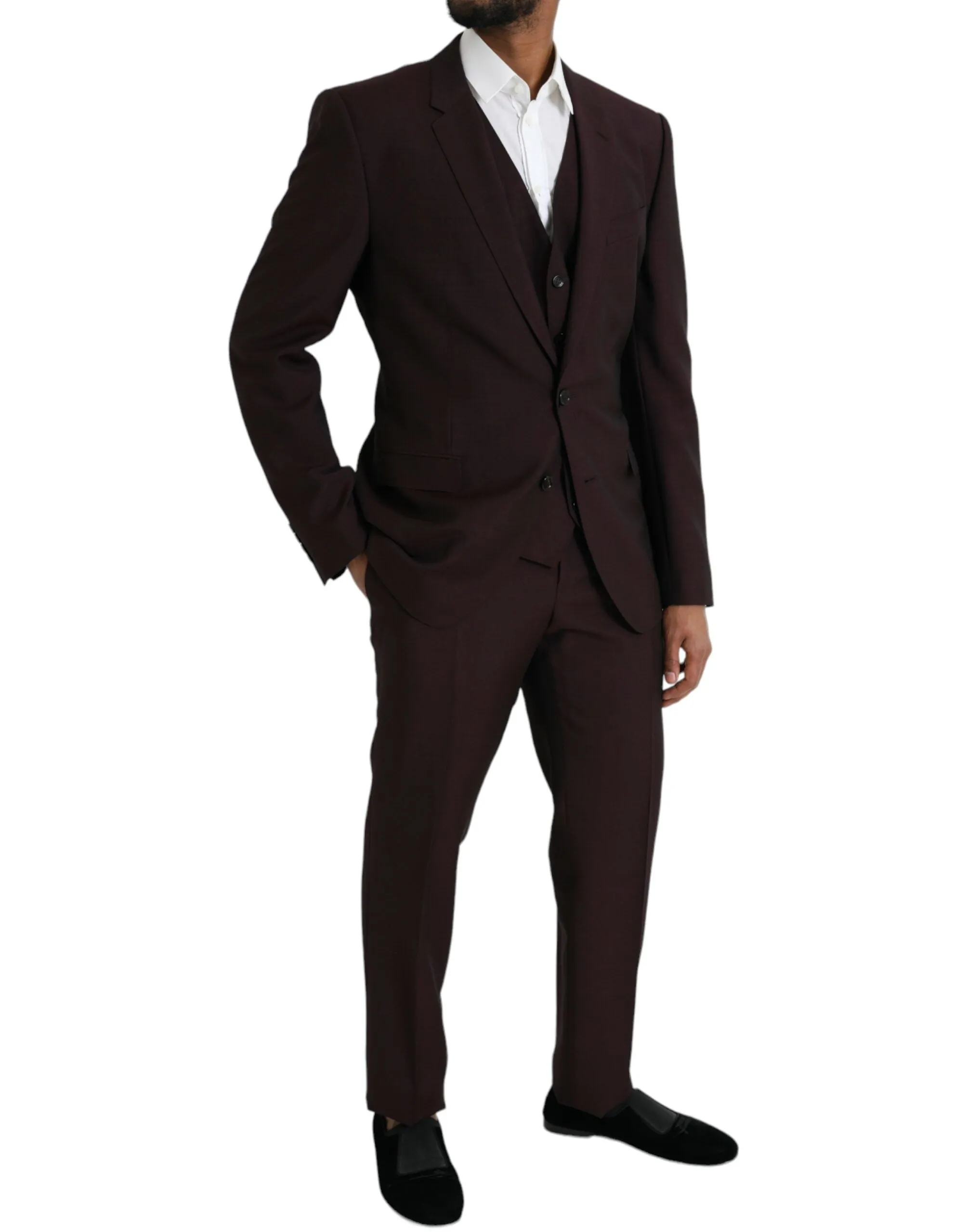 Maroon Wool MARTINI Formal 3 Piece Suit sold by Louxly product image thumbnail 2