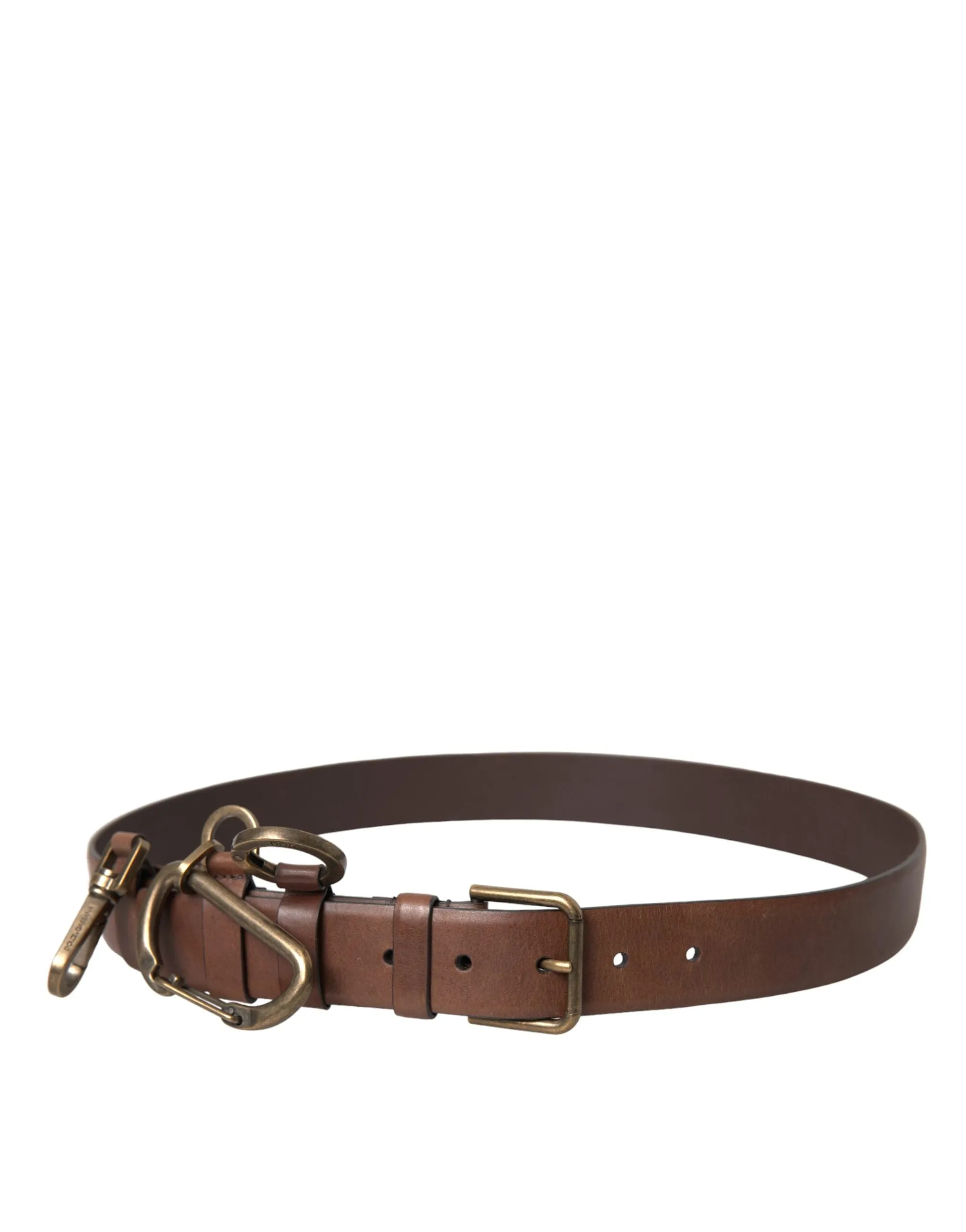 Brown Calf Leather Gold Metal Buckle Belt Men sold by Louxly
