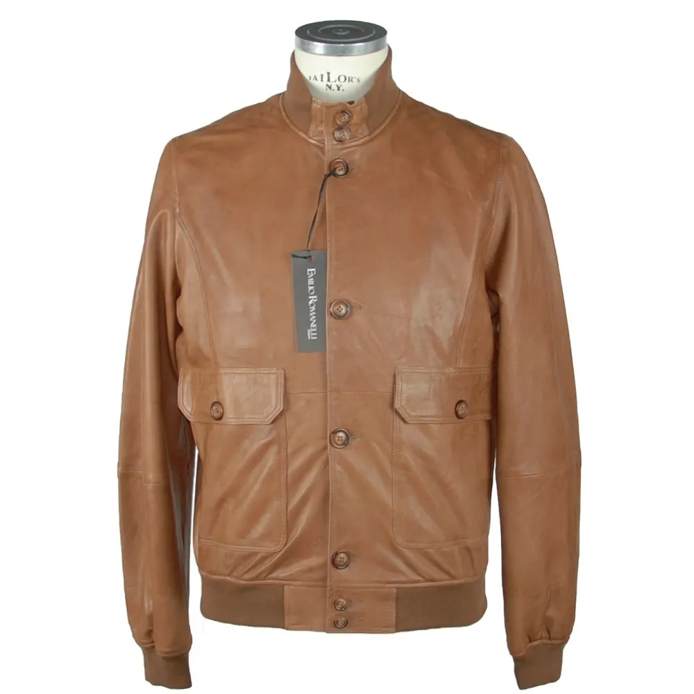 Elegant Brown Leather Jacket for Men sold by Louxly