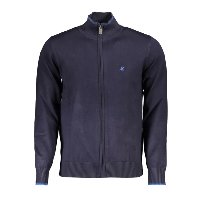 Classic Blue Zip Cardigan with Contrast Details sold by Louxly