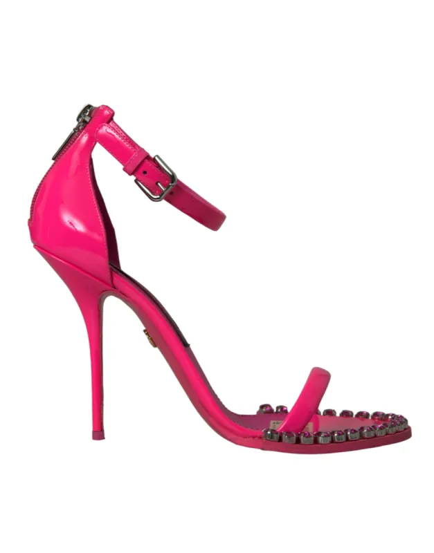 Pink Leather Crystal Heels Sandals Shoes sold by Louxly