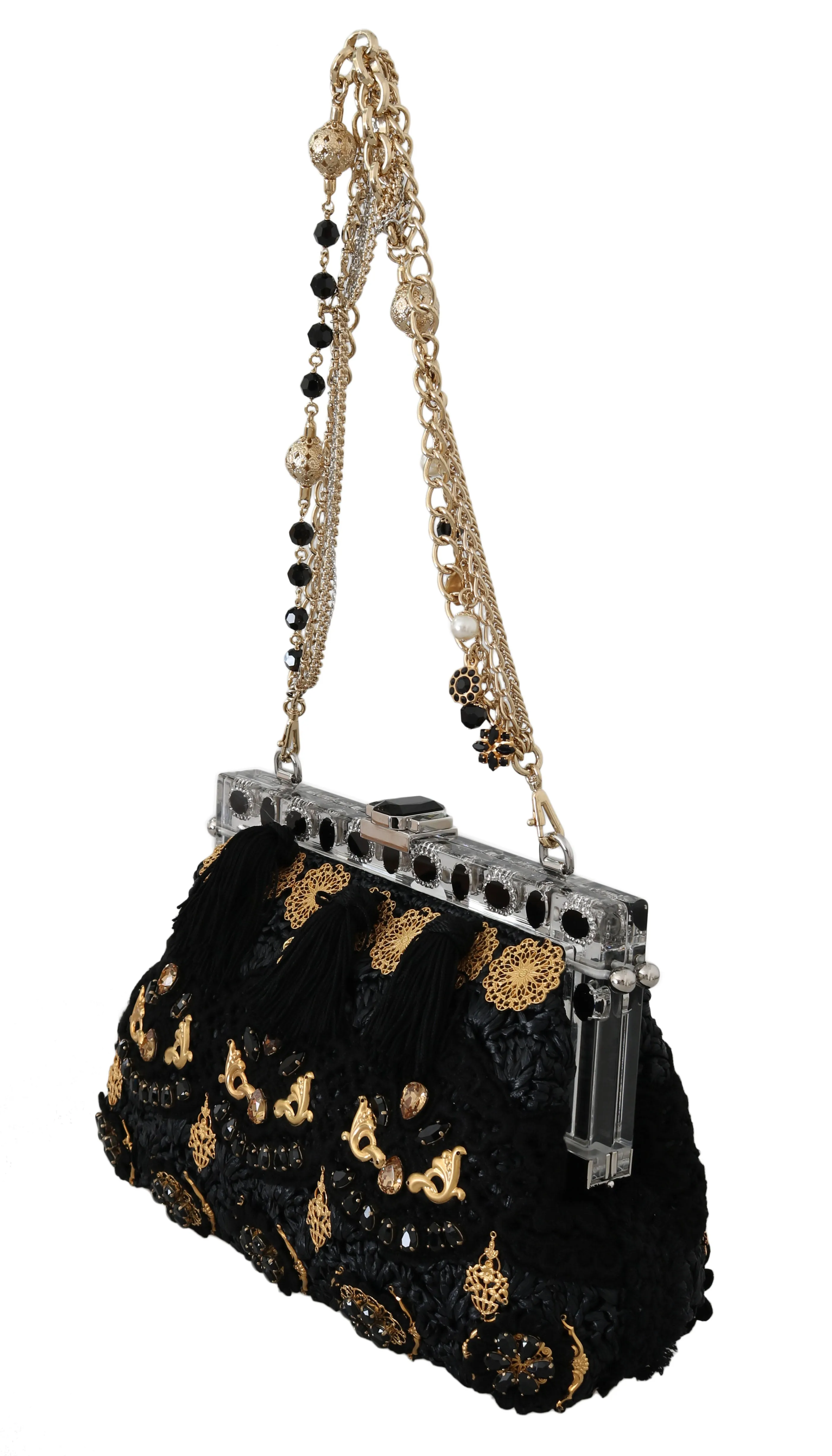 Black Tassel Gold Baroque Crystal Evening Clutch sold by Louxly product image thumbnail 3