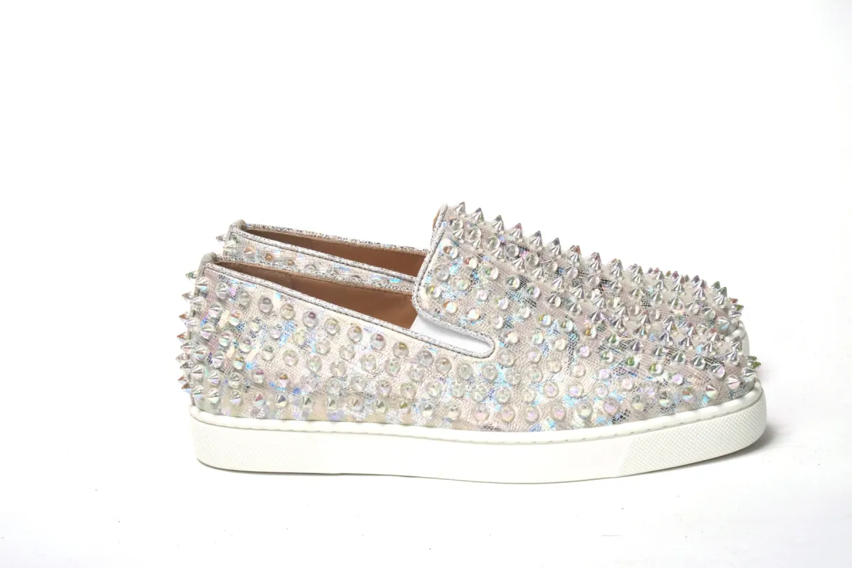 White Ab/Clear Ab Roller Boat Woman Flat Sneaker sold by Louxly