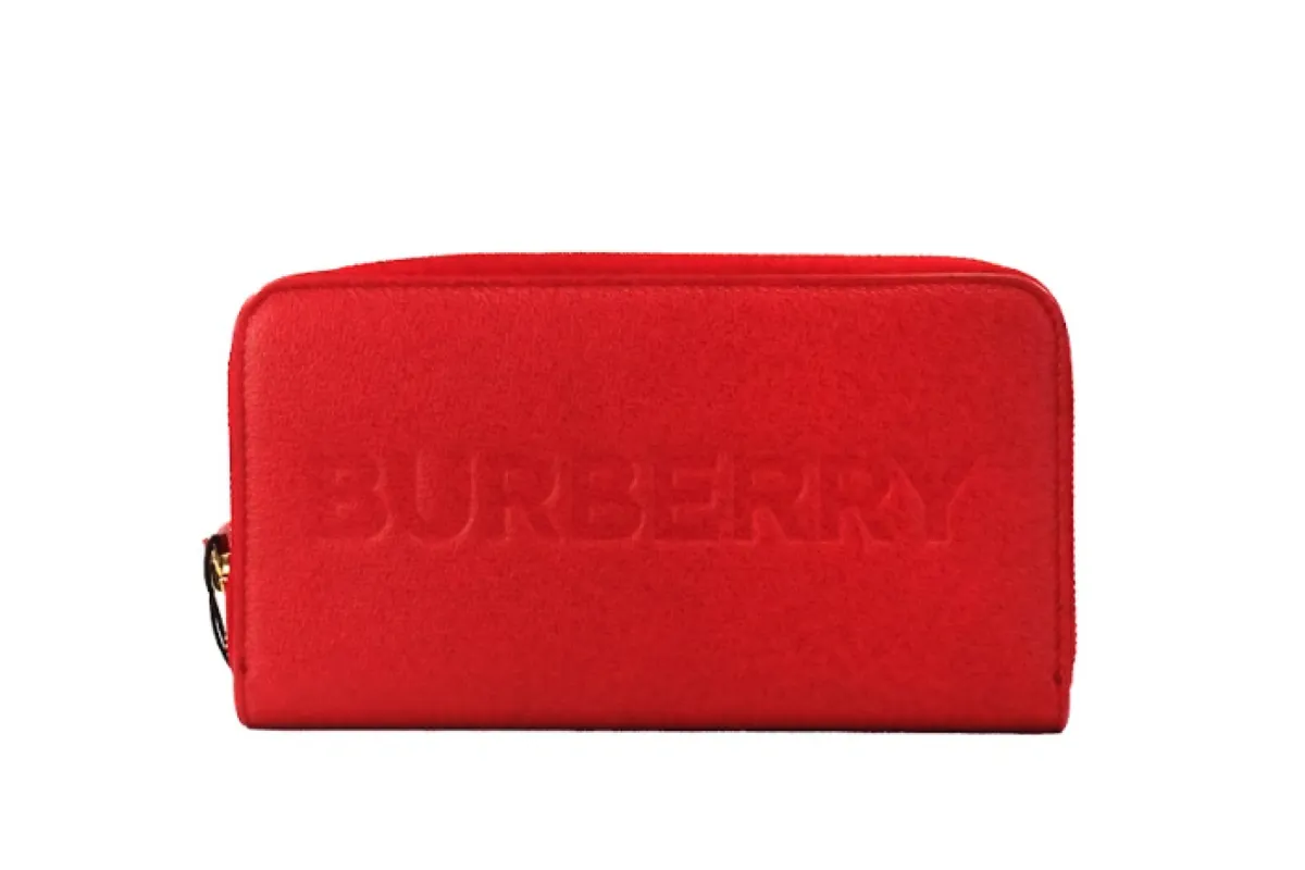 Elmore Red Embossed Logo Leather Continental Clutch Wallet sold by Louxly