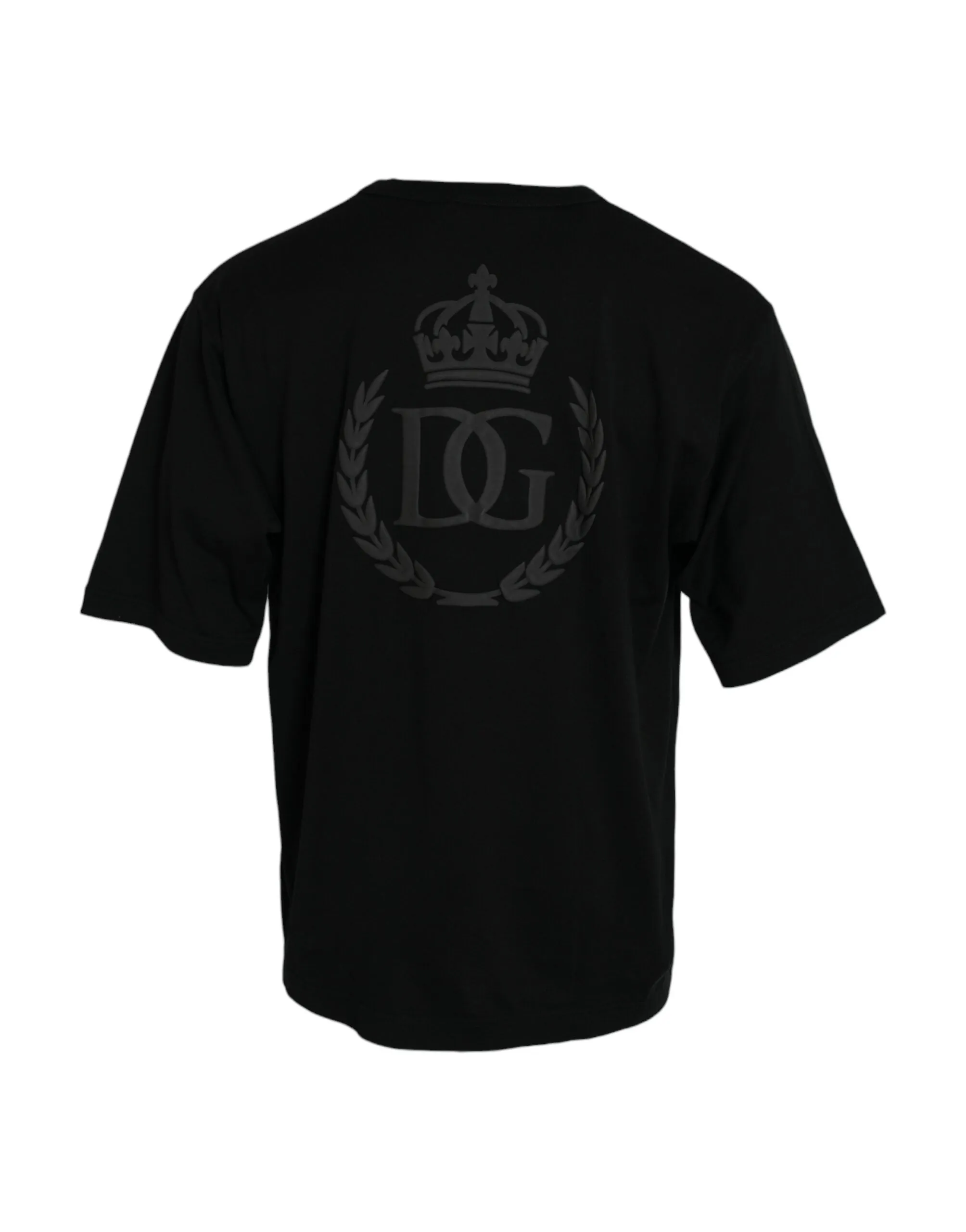 Black Logo Embossed Crew Neck Short Sleeves T-shirt sold by Louxly product image thumbnail 4
