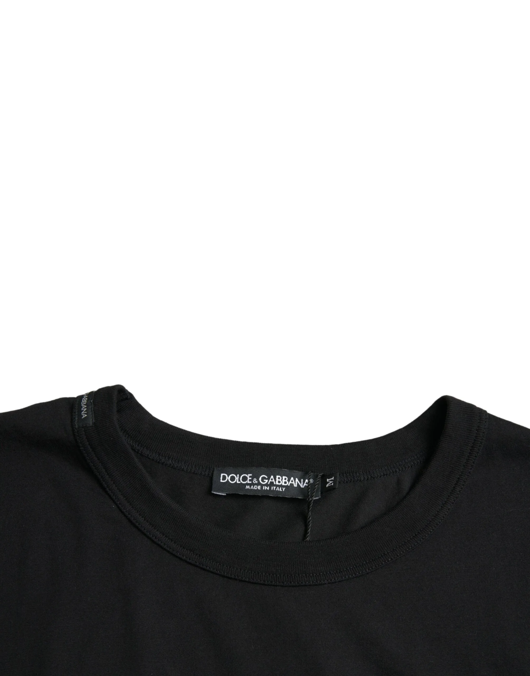Black Logo Embossed Crew Neck Short Sleeves T-shirt sold by Louxly product image thumbnail 2