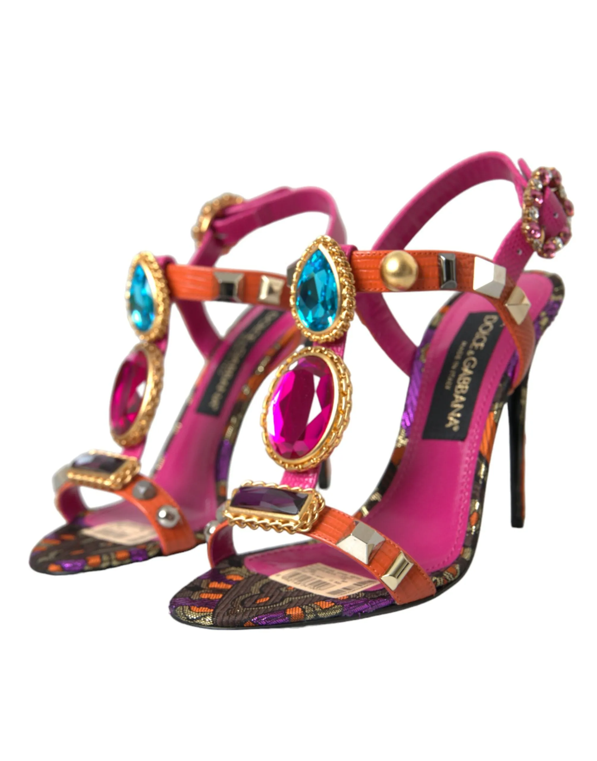 Pink Jacquard Crystals Sandals Heels Shoes sold by Louxly product image thumbnail 3