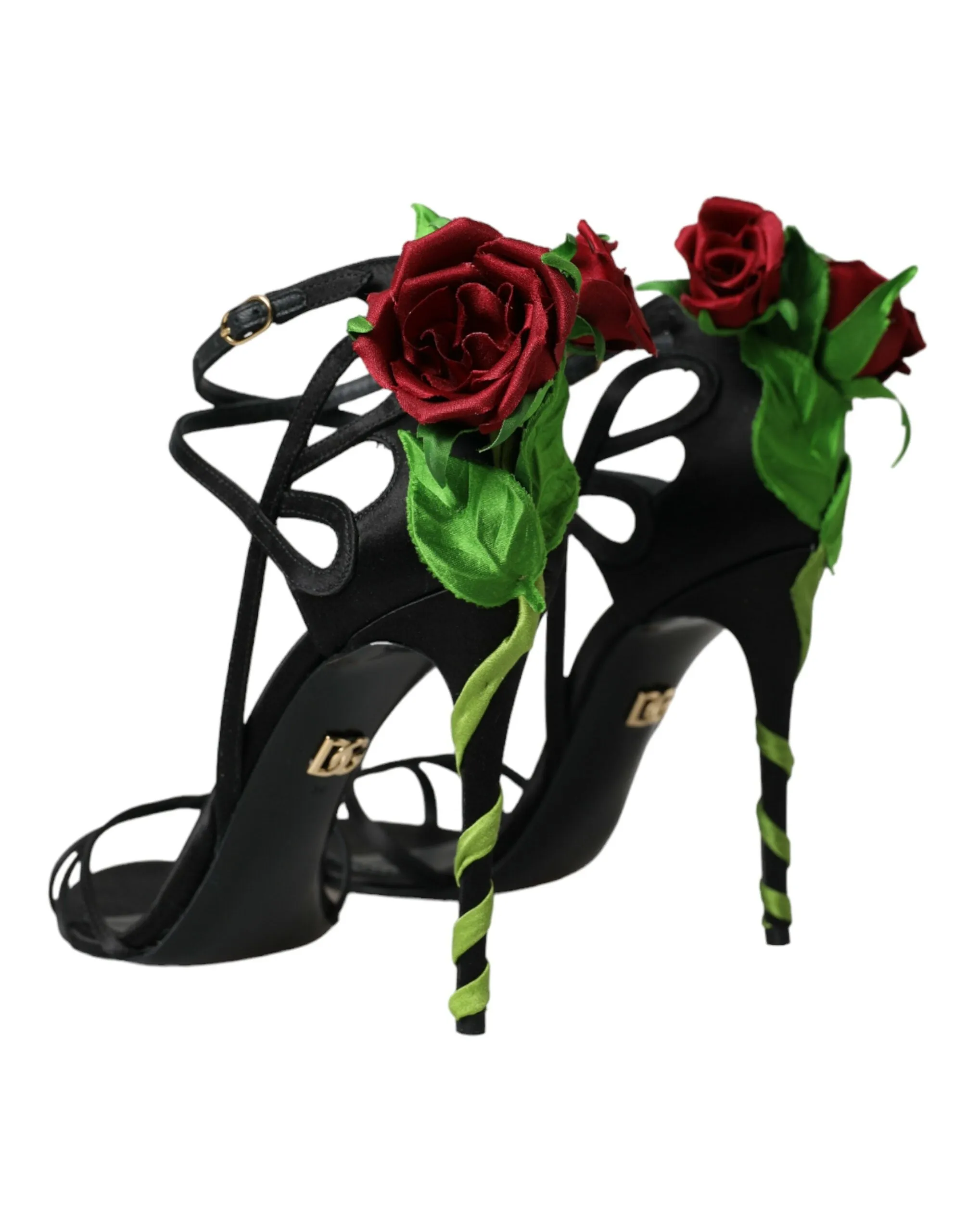 Black Flower Satin Heels Sandals Shoes sold by Louxly product image thumbnail 4