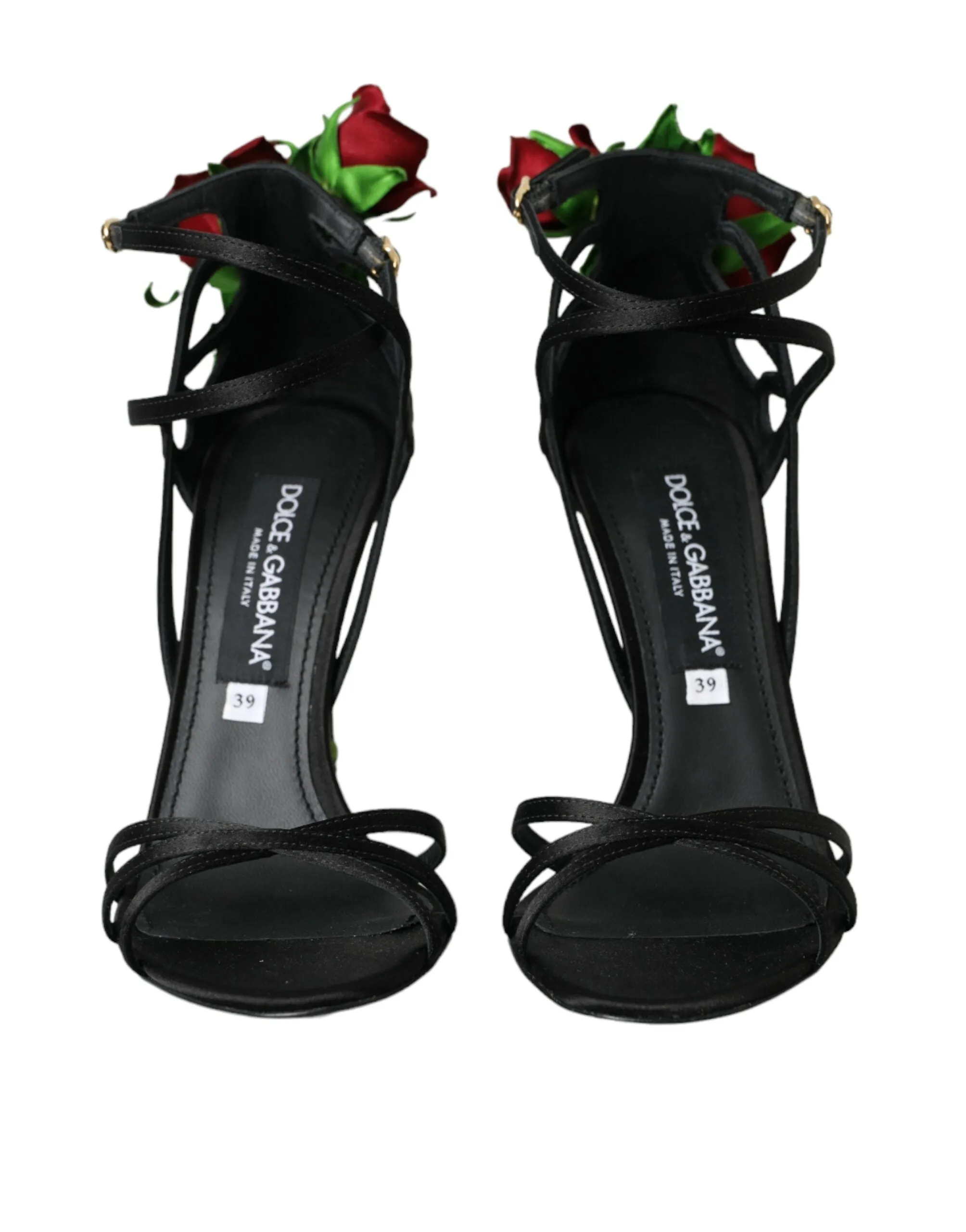 Black Flower Satin Heels Sandals Shoes sold by Louxly product image thumbnail 2