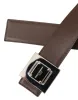 Brown Calf Leather Square Metal Buckle Belt sold by Louxly