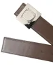 Brown Calf Leather Square Metal Buckle Belt sold by Louxly