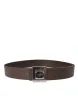 Brown Calf Leather Square Metal Buckle Belt sold by Louxly