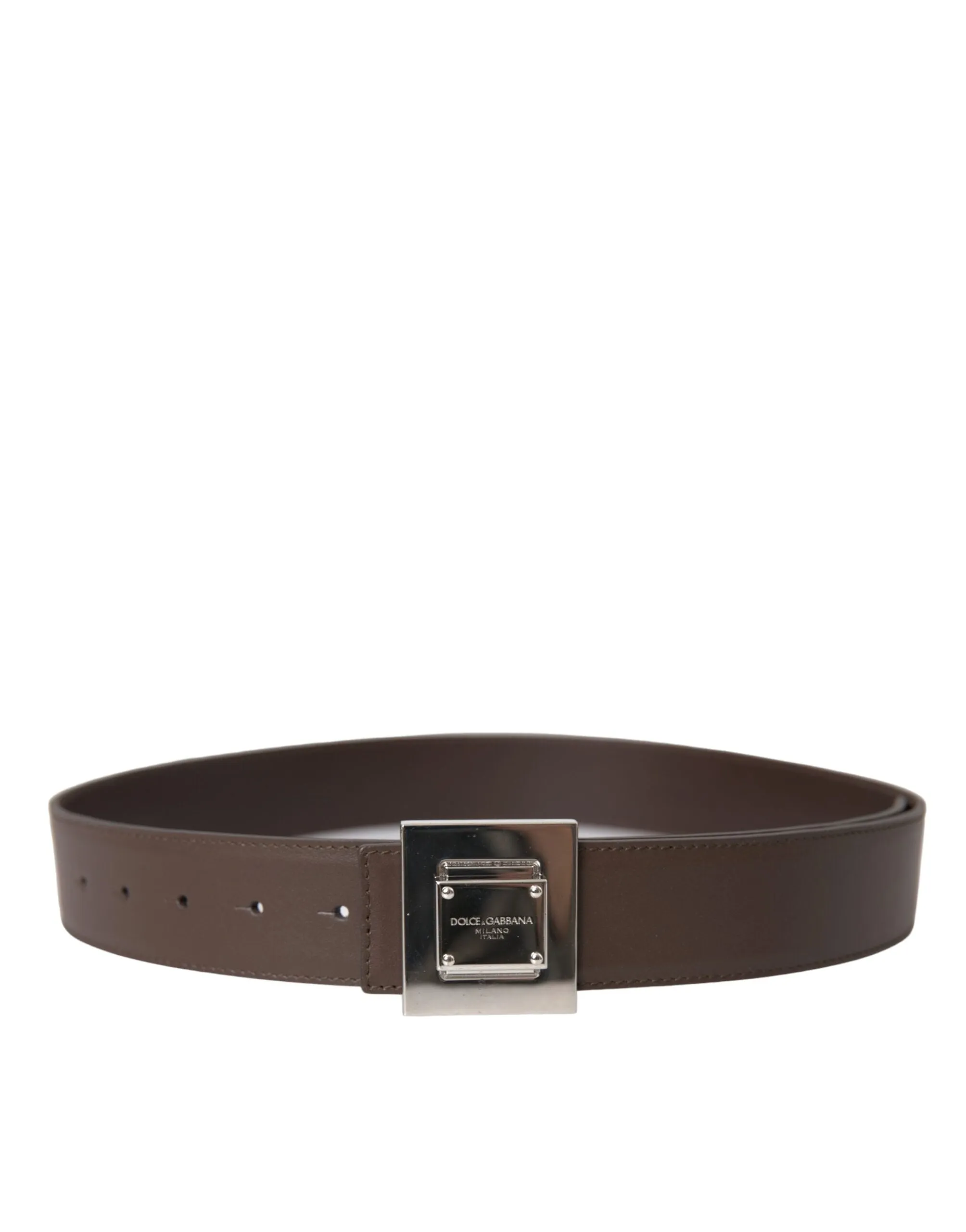 Brown Calf Leather Square Metal Buckle Belt sold by Louxly product image thumbnail 2