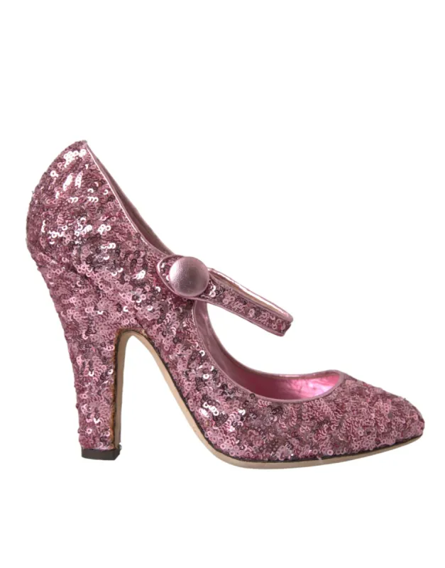 Pink Sequin Mary Jane Pumps High Heels Shoes sold by Louxly