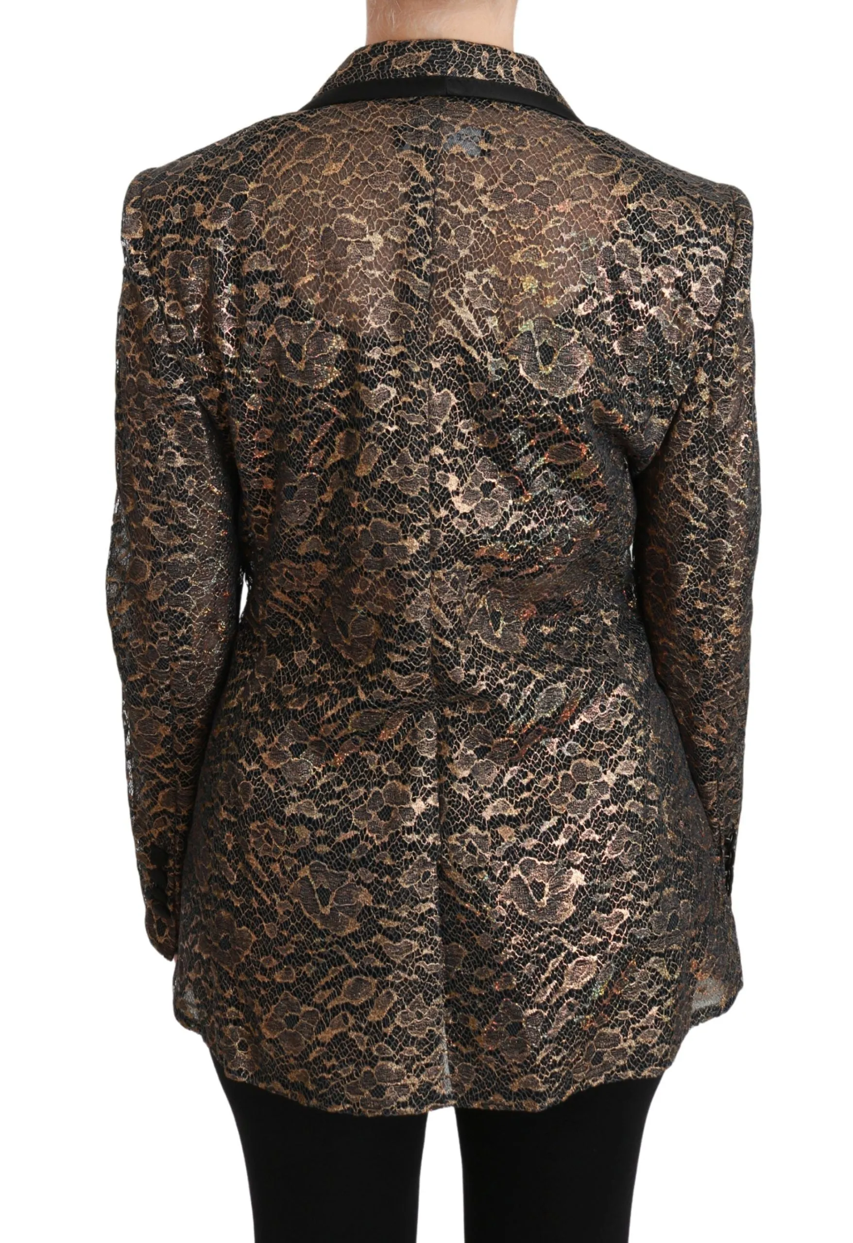 Elegant Gold Floral Lace Blazer Jacket sold by Louxly product image thumbnail 4