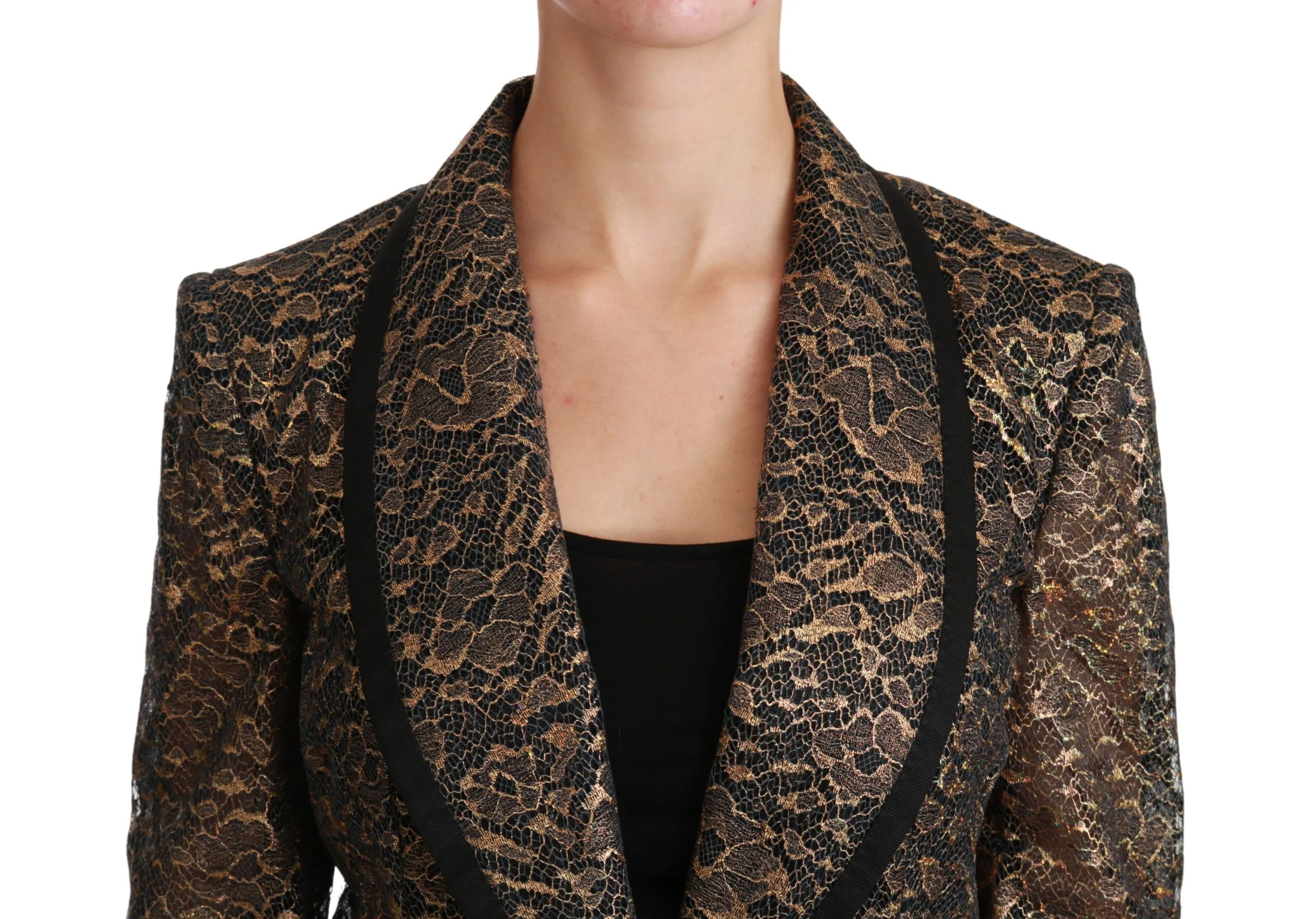 Elegant Gold Floral Lace Blazer Jacket sold by Louxly product image thumbnail 5