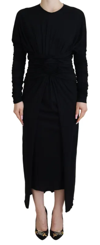 Elegant Sheath Wrap Dress with Long Sleeves sold by Louxly