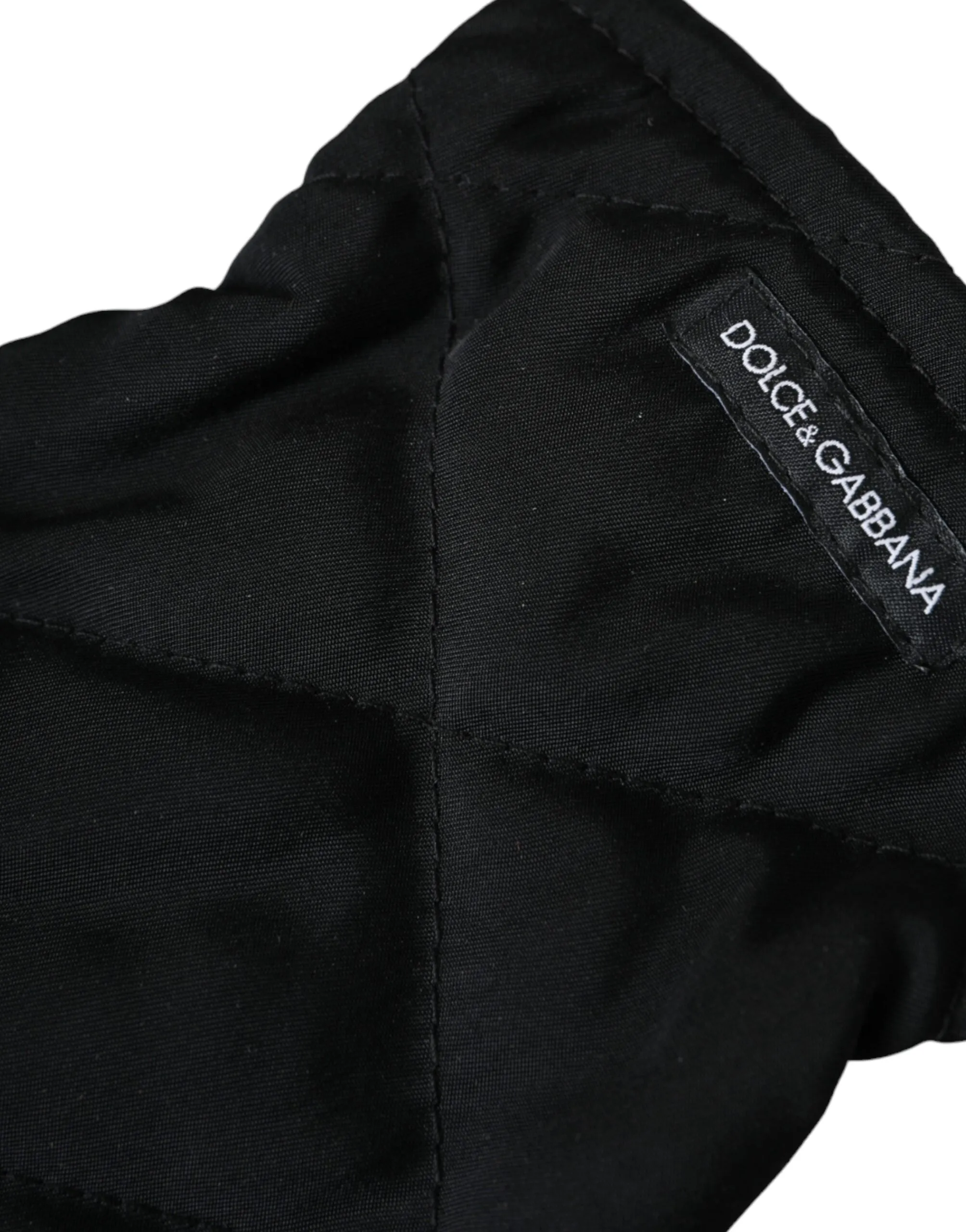 Black Quilted Nylon Wrist Length Mitten Gloves sold by Louxly product image thumbnail 3