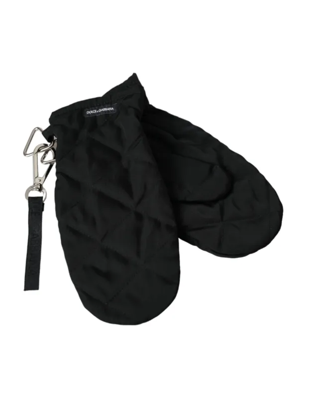 Black Quilted Nylon Wrist Length Mitten Gloves sold by Louxly