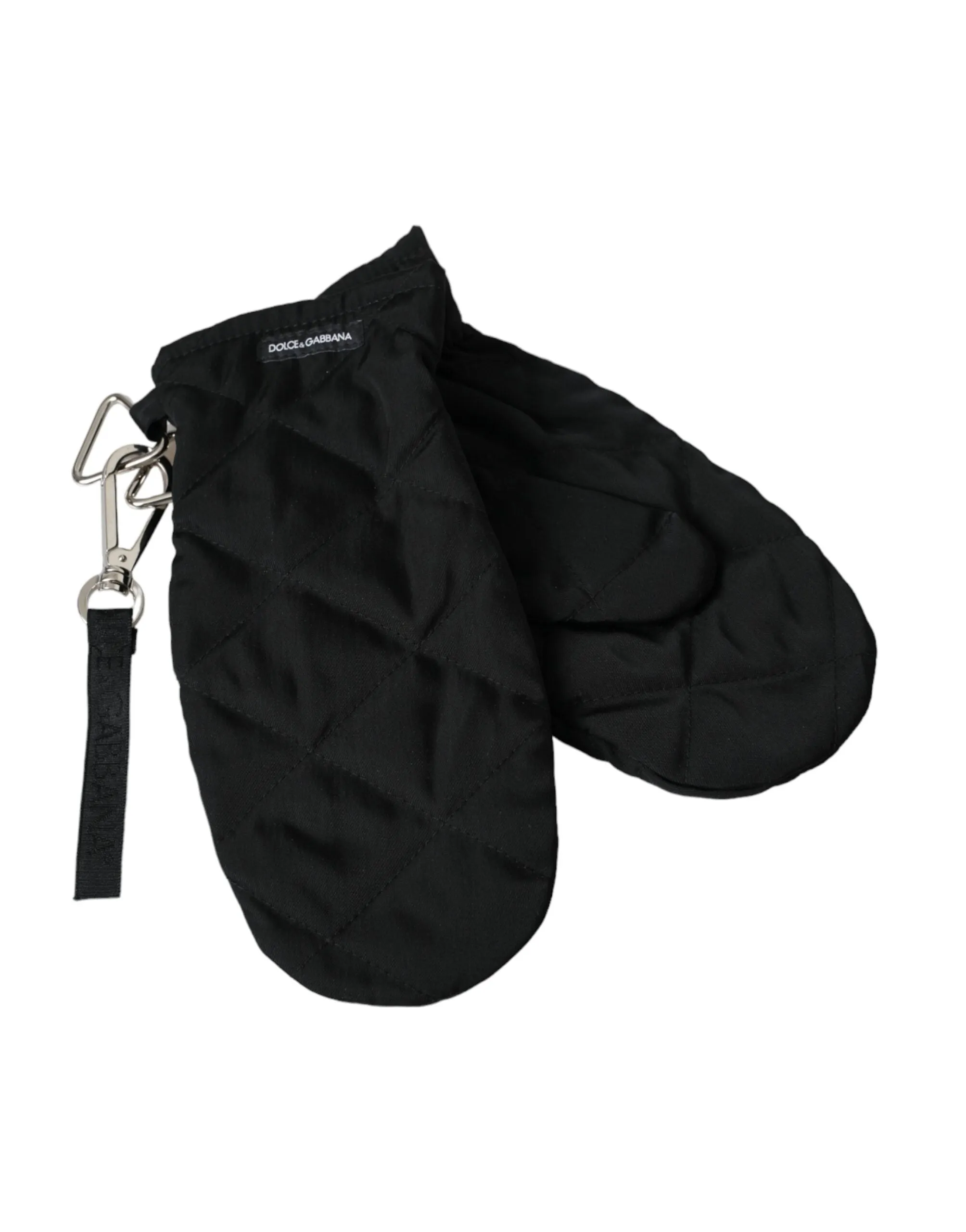 Black Quilted Nylon Wrist Length Mitten Gloves sold by Louxly