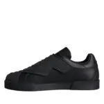 Black Leather Slip On Low Top Sneakers Shoes sold by Louxly product image thumbnail 5